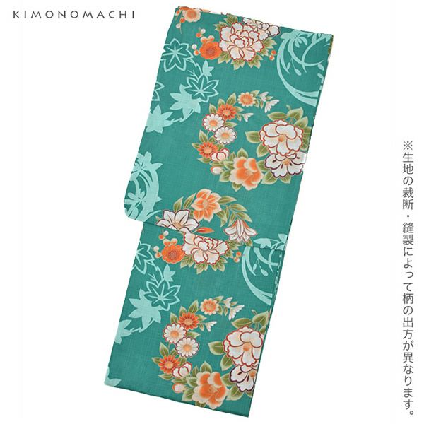 Turkish Green Yukata with Orange Obi