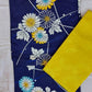 Yukata Navy, White & Yellow Flower with Yellow Obi