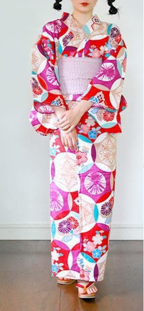 Hexagon Yukata with Sky-blue Obi